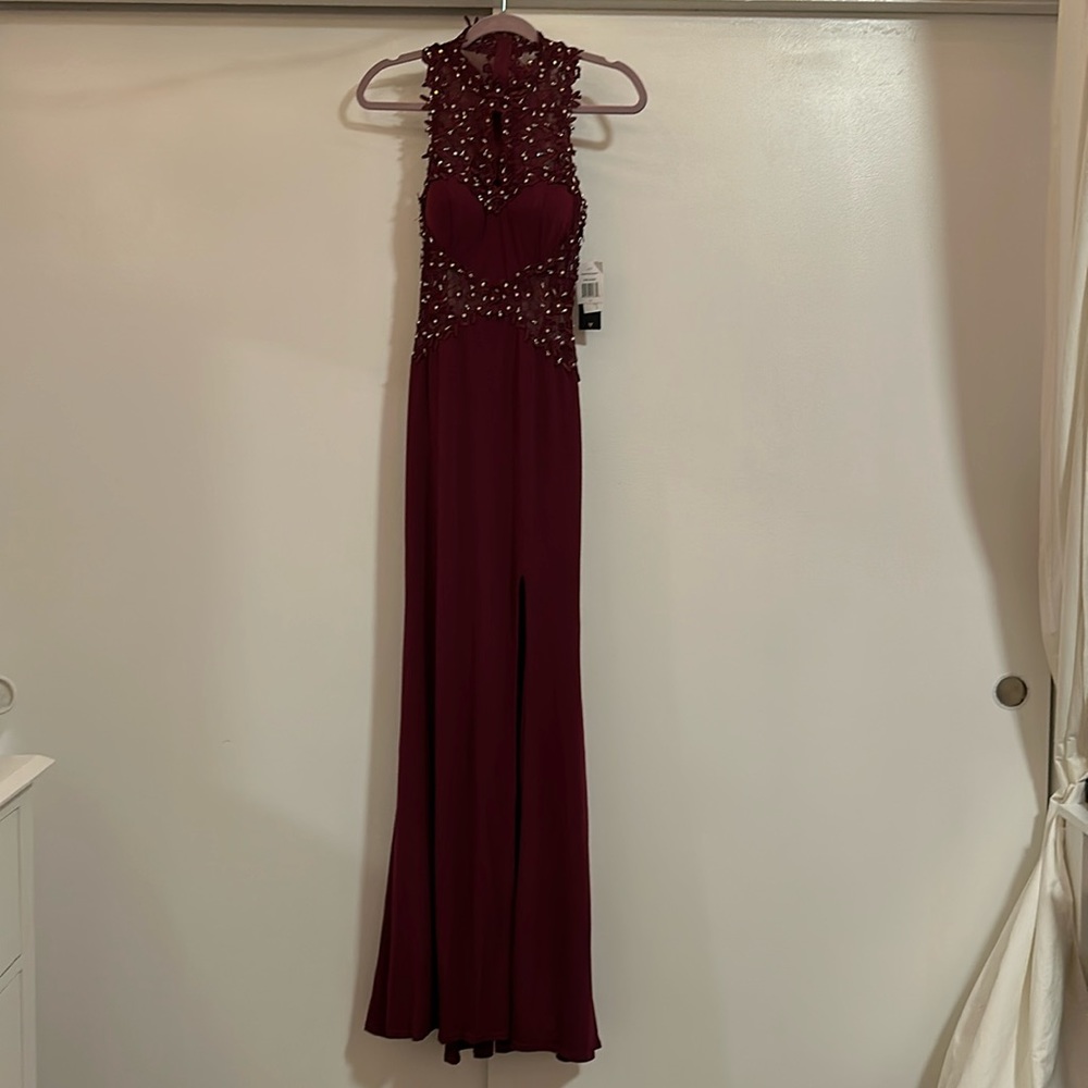 Long Formal Burgandy Prom or Wedding Gown